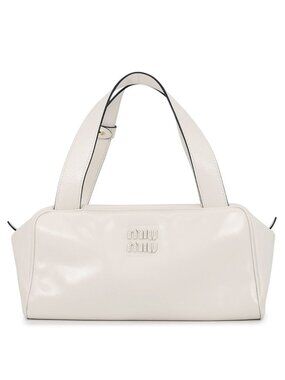 Miu Miu Handbag Bowling Logo Leather White